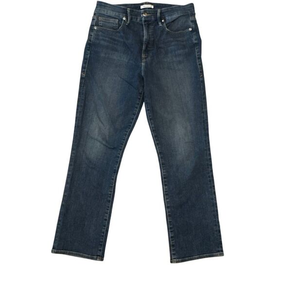 Good American Good Straight Leg High Rise Ankle Denim Jeans Blue Size 12/31 - Picture 1 of 7
